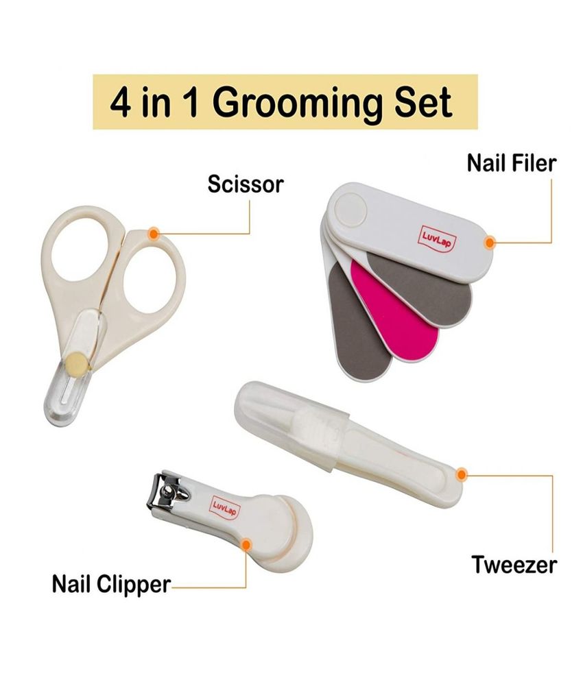 Baby Grooming Scissors and Nail Clipper Set, White